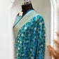 Blue-Green Jaal Pattern Satin Silk