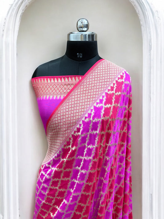 Lovender & Rani Chiffon Pure Silk Banarasi Saree
