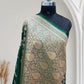 Green with Golden Zari Work and Rose Buti Design Satin Silk Banarasi Saree