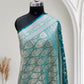 Satin Silk Banarasi Saree in Firoza