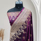 Magenta with Golden Zari Work and Rose Buti Design Satin Silk Banarasi Saree