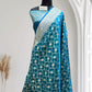 Satin Silk Banarasi Saree in Firoza