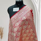Red Jaal Pttern Satin Silk Saree