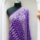 Blue-Magenta Violet Light Golden Zari Work Chiffon Pure Silk Banarasi Saree