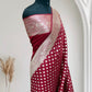 Maroon Buti Satin Silk Banarasi Saree