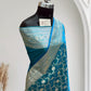 Satin Silk Banarasi Saree in Firoza
