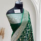 Satin Silk Banarasi Saree in Dark Green