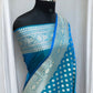 Blue-Green Buti Satin Silk Saree