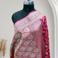 Satin Silk Banarasi Saree in Rani with Red Shaded