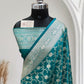 Satin Silk Banarasi Saree in Firoza
