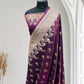 Magenta with Golden Zari Work and Rose Buti Design Satin Silk Banarasi Saree