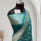 Satin Silk Banarasi Saree in Firoza