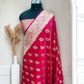 Red Chand Pattern Satin Silk Saree